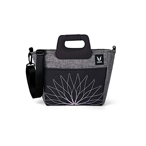 Image of VAYA BentoBag Mini - Insulated LunchBag | Waterproof and with Cutlery Pouch | Easy-to-Carry Lightweight Tote with Zip & Handle | Sling Bag with Adjustable Detachable Nylon Strap | Pepper Grey