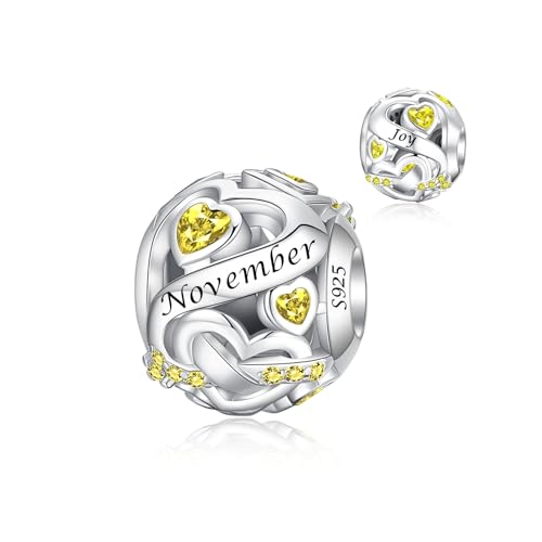 Image of Birthstone Charm 925 Sterling Silver Charms fits Bracelets and Necklace Pendant Bead Happy Birthday Charms Jewelry Present for Women Family Friends