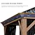 PURPLE LEAF 12' X 24' Outdoor Hardtop Gazebo for Patio Galvanized Steel Double Roof Permanent Canopy Teak Finish Coated Aluminum Frame Pavilion Gazebo with Netting and Black Curtains