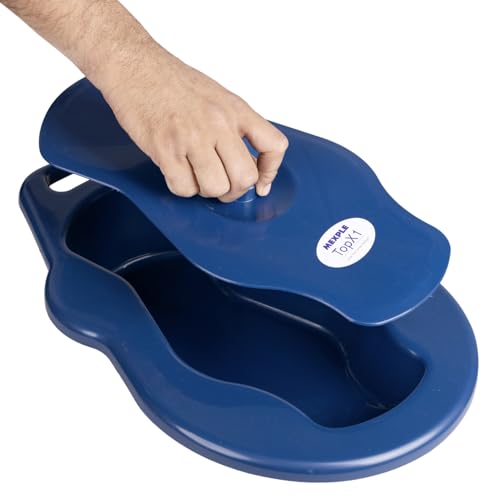 Image of MEXPLE TopX1 2in1 Unisex Polypropylene Bedpan with Lid | For Men & Women | Large, Thick & Stable Bedpan | for Bedridden Patients - Weight Capacity upto 100kg - Blue