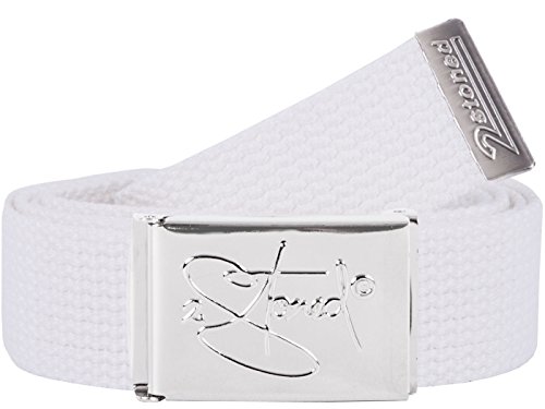 2Stoned Hosengürtel Stoffgürtel Weiß Chromschnalle Classic, 3 cm breit...