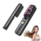 Cordless Hair Straightener Brush - Portable Hair Brush for Travel - 30s Fast Heating - 300 Million Negative Ions for Frizz-Free Shine,Touch Up On-The-Go,Gift for Women,10000mAh