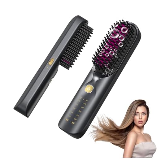 Cordless Hair Straightener Brush for Travel