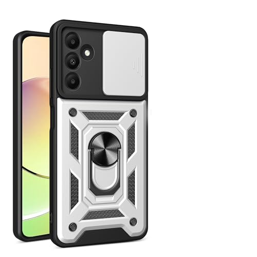 bojioderf Compatible with Samsung Galaxy S25 Plus Case,Compatible with Samsung Galaxy S25 Plus Magnetic Bracket [PC+TPU] 2 in 1 Slide Lens White