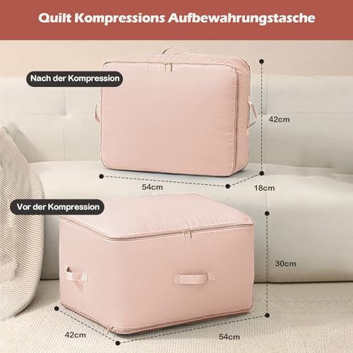 Ultra Platzsparender Selbstkomprimierender Organizer, Neuest Komprimierender Beutel,Bewegliche Organizertaschen für bettdecken,Selbstkomprimierender Organizer für Bettdecken, Kleidung, Decken (Rosa)