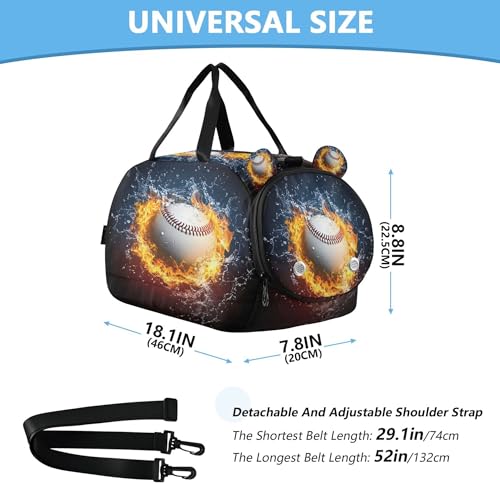 Baseball Youth Sports & Travel Duffle Bag with Shoe Compartment,Waterproof Gym Bag for Girls and Boys (Overnight Essentials Organizer)3
