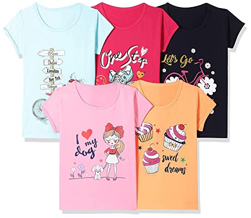 T-shirt fille T2F lot de 5 imprimé pour habiller votre enfant facilement
