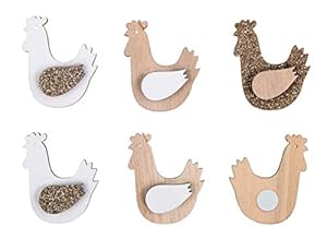 Rayher Holz Streuteile Hennen, 3 x 4 cm, 12 Stück