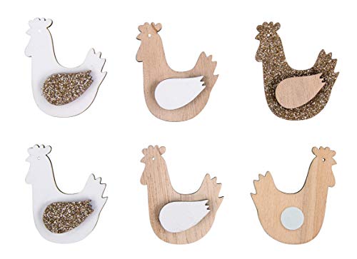 Rayher Holz Streuteile Hennen, 3 x 4 cm, 12 Stück