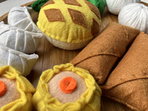 Chinese Dim Sum Set With Bolo Bao/Small Set/Handmade Felt Play Food For Kids/Pretend Play/Montessori Educational Kitchen Toys/Role Play/Ready To Ship (Small Set) #TOP2