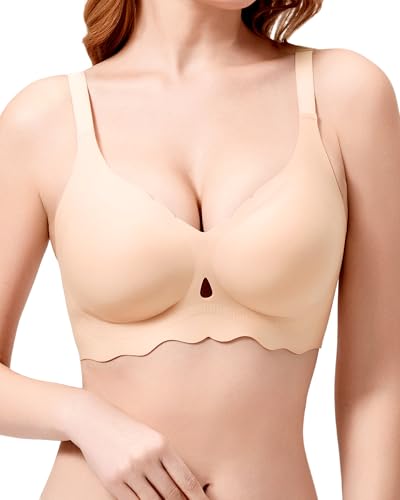 Wireless Bras for Women No Underwire Seamless Push Up Supportive Bralettes Wave Full Coverages Comfortable Everyday Bra Skin