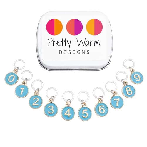 Numbers 0 to 9 Stitch Marker Set for Knitting with Storage Case | Handmade by Pretty Warm Designs | Lace Knitting Numbered Markers Row Counter Knit Project Progress Tracker Gift for Christmas