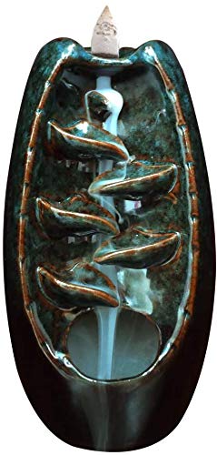 Funmaker Backflow Incense Burner, Waterfall Incense Burner Holder, Ceramic Home Decration Incense Sticks Holders, for Living Room, Bedroom, Tea House, Yoga House (Blue)
