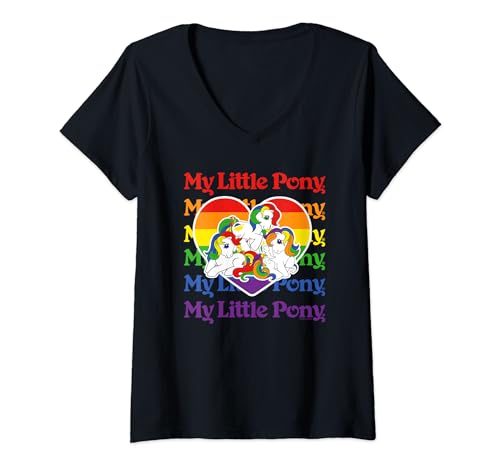 T-shirt Col V My Little Pony pour Femme avec Imprimé Cœur Multicolore