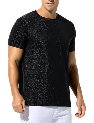 Casey Kevin Glitzer Hemd Herren Metallic Shirt Pailletten Oberteil...