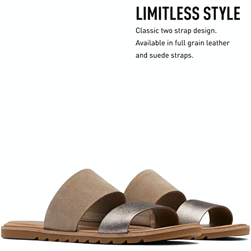 Sorel Women's Ella Ii Slide Sandals - Ash Brown, White - Size 7.5 #TOP1