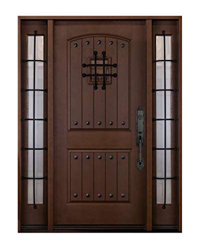 BGW 12"X36"X80" Rustic Brown Exterior Entry Door with Speak ...