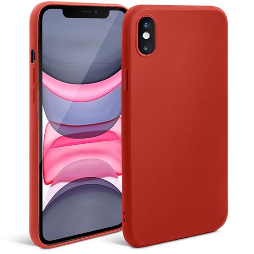 Moozy Funda para iPhone X y iPhone XS Minimalist Series con Acabado Mate Protectora Silicona, Cover Capa Case Carcasa Antigolpes de TPU Suave y Fina Cubierta del Móvil, Rojo