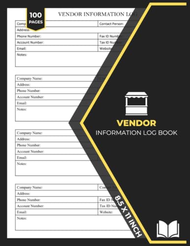 Vendor Information Log Book: for Business Owners, Purchasing Managers, and Procurement Teams | Supplier Contact Record | 200 Forms