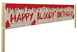 Large Happy Bloody Birthday Yard Banner, Halloween Scary Horror Birthday Party Supplies Decoration,...