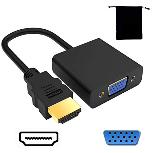 HDMI to VGA Adapter, VGA HDMI Converter , to Monitor, Projector or TV with Free Carry Pouch