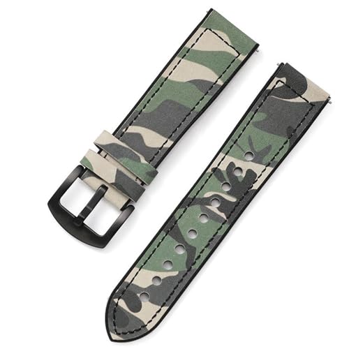 Sangle en cuir camouflage pour montre homme et femme de 20mm et 22mm