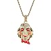 Collier Hip Hop Micro Incrusté Hao Pierre Tronçonneuse Horreur Masque De Clown Pendentif Hommes Et Femmes Collier Or