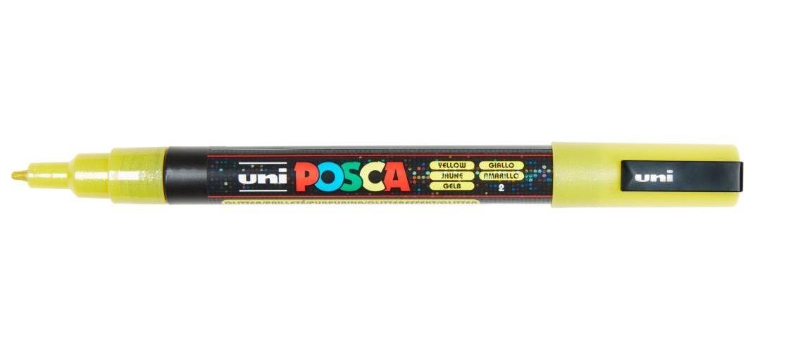 Uni Posca Marker Pen Pc-3ml Glitter - Yellow / Single - Waterproof Marker Pen