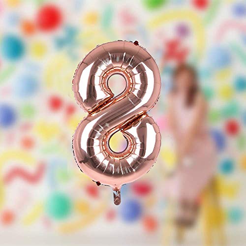 Image of AMFIN Number Foil Balloon - Rose Gold (8 Number)
