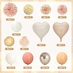 56 Pcs Champagne-Gold Beige Boho Birthday Decorations for Women Girls, Happy Birthday Banner, Cream Neutral Balloons, Tassel Garland, Peach Paper Lanterns, Tissue Pom Poms Fan, Rustic Backdrop Decor - Image 3