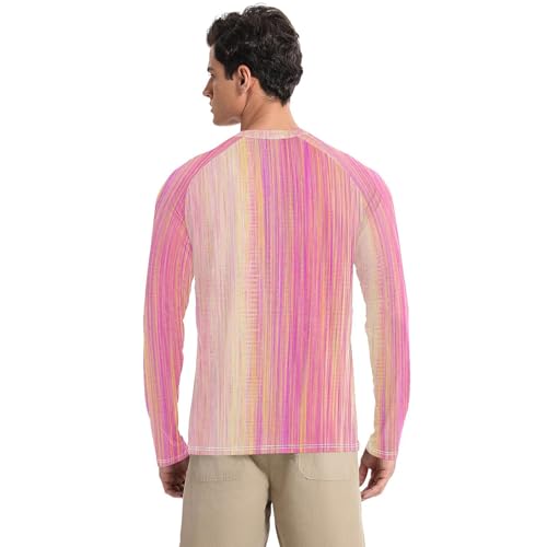 Colored Stripes Men's UPF 50+ Classic Crew Neck Long Sleeve Sun Protection Long Sleeve Hiking2