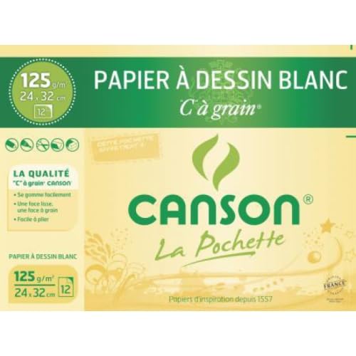 Lot de 10 Pochette 12 feuilles "C" à grain® 24x32 125g/m², grain fin blanc naturel