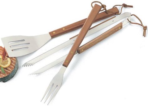 Set de 3 herramientas para barbacoa de acero inoxidable miniatura 1