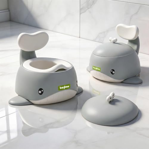 Image of Baybee Dolphin Potty Seat for Kids 2-5 Years | Baby Toilet Seat with Back Support & Anti Slip Base | Portable Potty Training Seat with Grip Handle | Baby Toilet Chair for Kids Boys Girls (Grey)