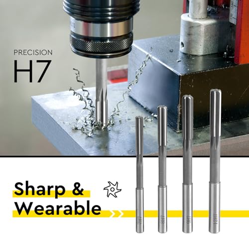 SWAWIS 9 Stück H7 Gerader Schaft HSS Reibahle Set, 2-10mm Maschinenreibahle für Holz- & Metallbearbeitung zur Verbesserung der Genauigkeit bei der Bohrungsbearbeitung