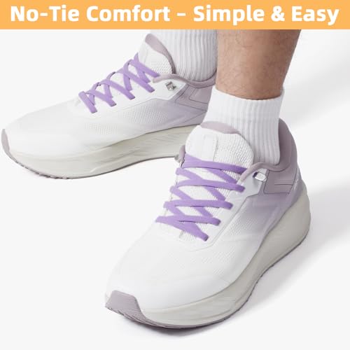 Image of Stepace 2 Pairs Elastic No Tie Shoe Laces for Kids and Adults Sneakers, Stretch Flat Tieless Shoestrings