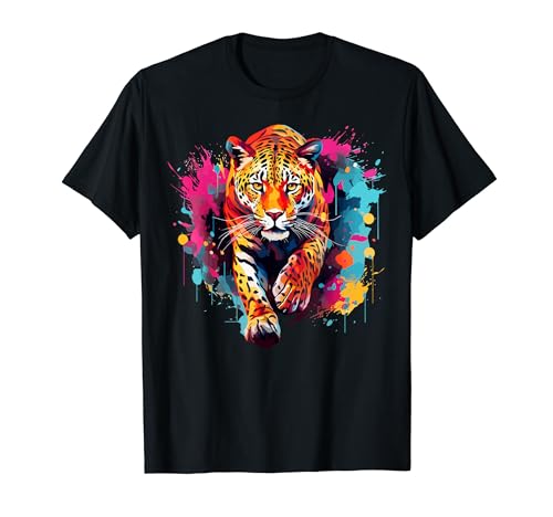 Jaguar colorido de Splash Art Wildlife, amante de los grandes felinos Camiseta
