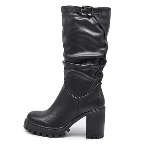 IF FASHION Stivali Arricciati Al Polpaccio da Donna In Pelle