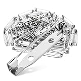 Lot de 100 Épingles à Nourrice Argentées 30mm avec 2 Trous, Fermoir de Sécurité en Métal p...