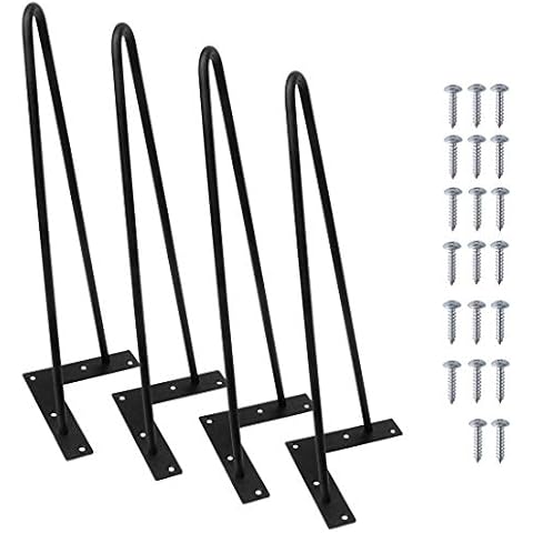 Signstek 16" (40cm Black Hairpin Legs, 3/8" Diameter, Set for 4 Heavy Duty 2 Rods Table Legs, for DIY Desk, Stand, Bench Cover