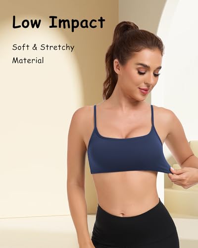Image of QUOJIZY Sports Bras for Women Open Back Workout Tops for Women Yoga Bra Spaghetti Straps Twist Back