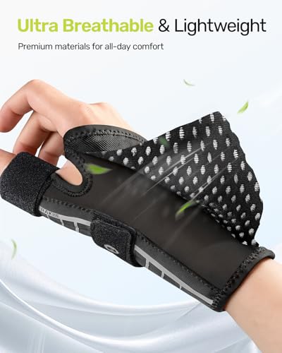 Rakiie Ergonomische Daumenbandage Rechts und Links, Daumenbandage mit 2 Stützstäben, Handbandage Handgelenk für Damen und Herren, Handgelenkstütze für Handflächenumfang (Grau, S/M)