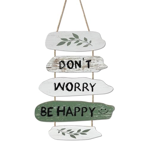 Dazzlewall 5 peças placas pendentes de madeira boho botânica, placas com folhas de azeitona e encontros inspiradores, decoração rústica para casa 33 x 24 cm, presentes de nova casa