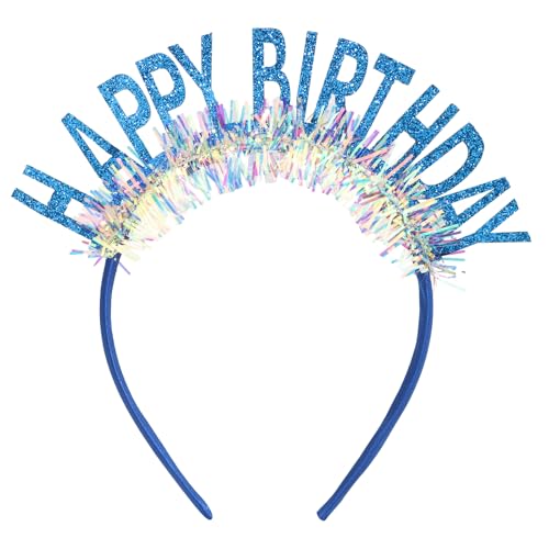 CIEHER Birthday Crown Headband and Tiara - Happy Decorations and Gifts for Women Girls, Royal Blue