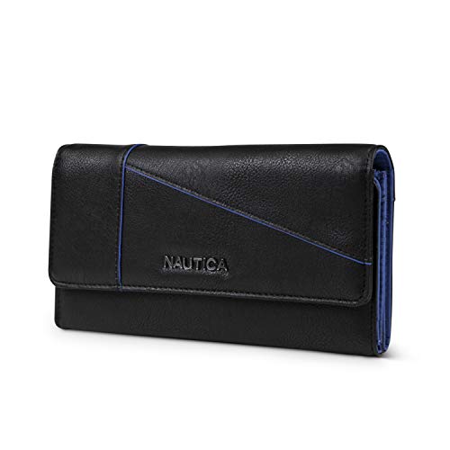 Nautica Money Manager RFID Women’s Wallet Clutch Organizer (Black (Buff))