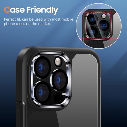 UniqueMe 𝑵𝑬𝑾 𝟮𝟬𝟮𝟮 [ 3 Pack] Compatible with iPhone 12 Pro Max 6.7" Camera Lens Protector Tempered Glass,[Case Friendly][Scratch-Resistant][Does Not Affect Night Shots] -Black Circle by UniqueMe - Image 3