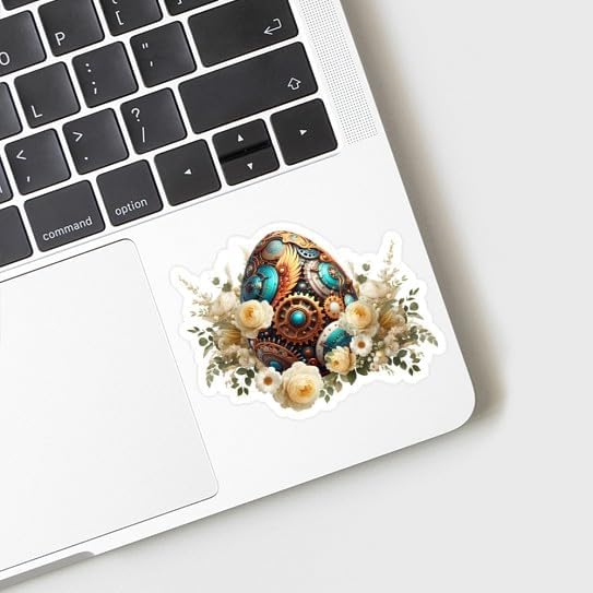 CafePress Elegant Steampunk Easter Egg Small Die Cut Sticker, 3"x4" Glossy Finish
