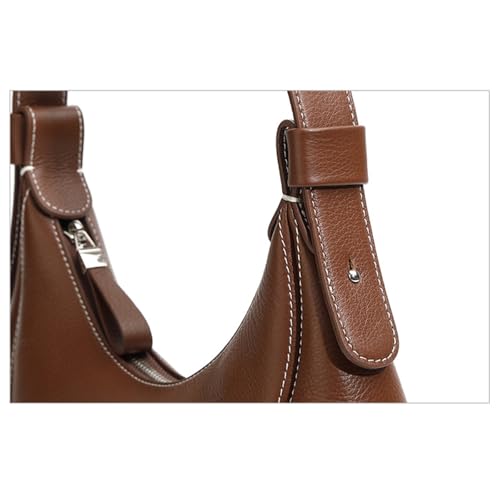 Crescent Shoulder Bag for Women, Leather Hobo Tote Handbag, Retro Classic Purse with Metal Zipper, Work, Travel, College4