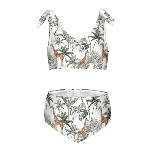 Image of CaTaKu Girls Swimsuits Two Piece Swimwear Cute Bikini Set Tankini Hawaiian Beach Sport Bathing Suit for Girls Size 3-12T