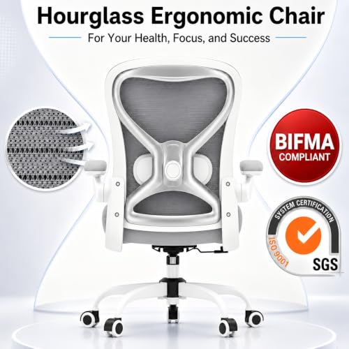 Image of Ergonomic Home Office Chair, 4-Way Lumbar, Thick Cushion, 330LBS (Gray /Finish Silver)